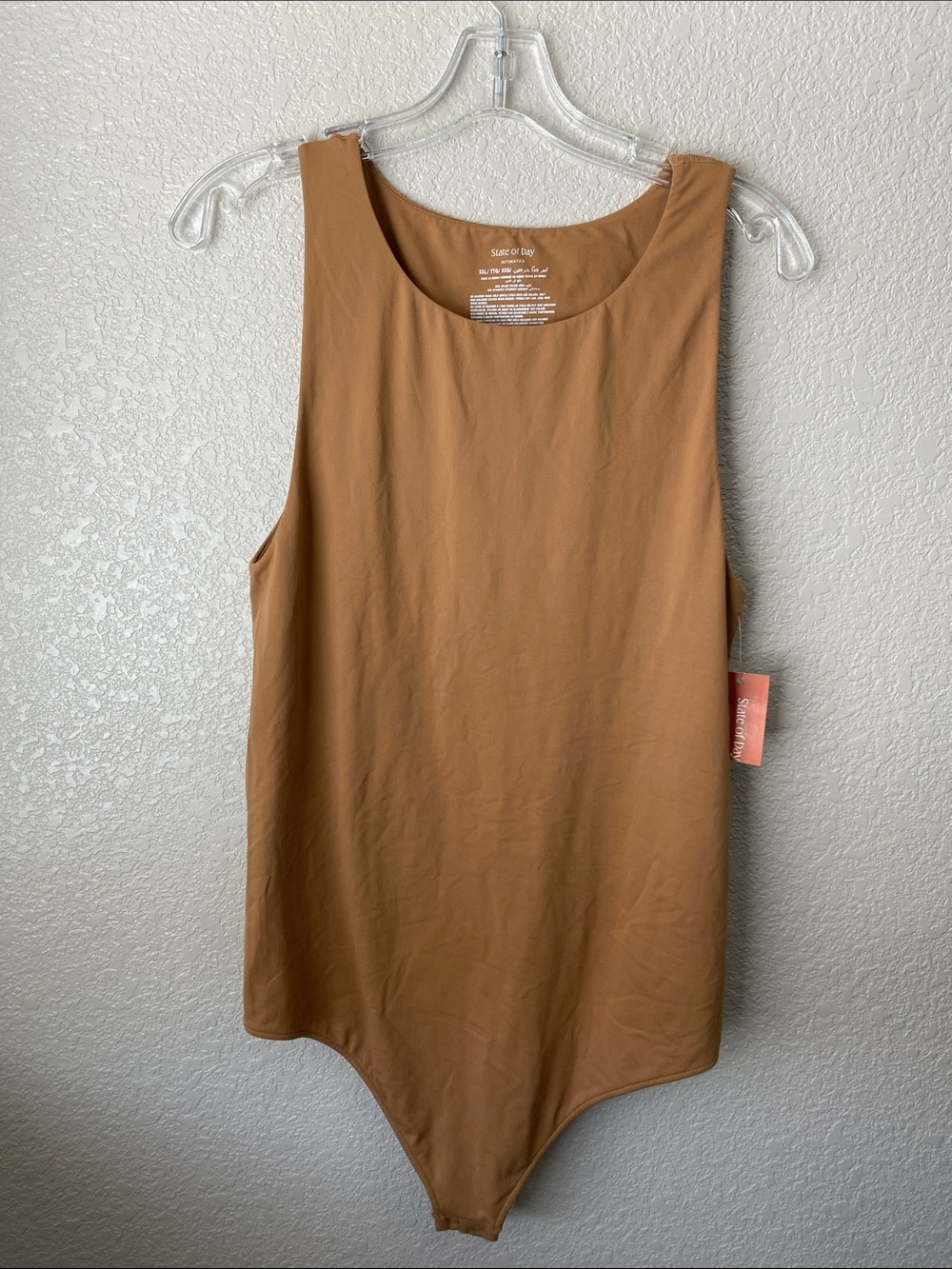 Women’s Sleeveless Bodysuit Tank Top - Camel XXL